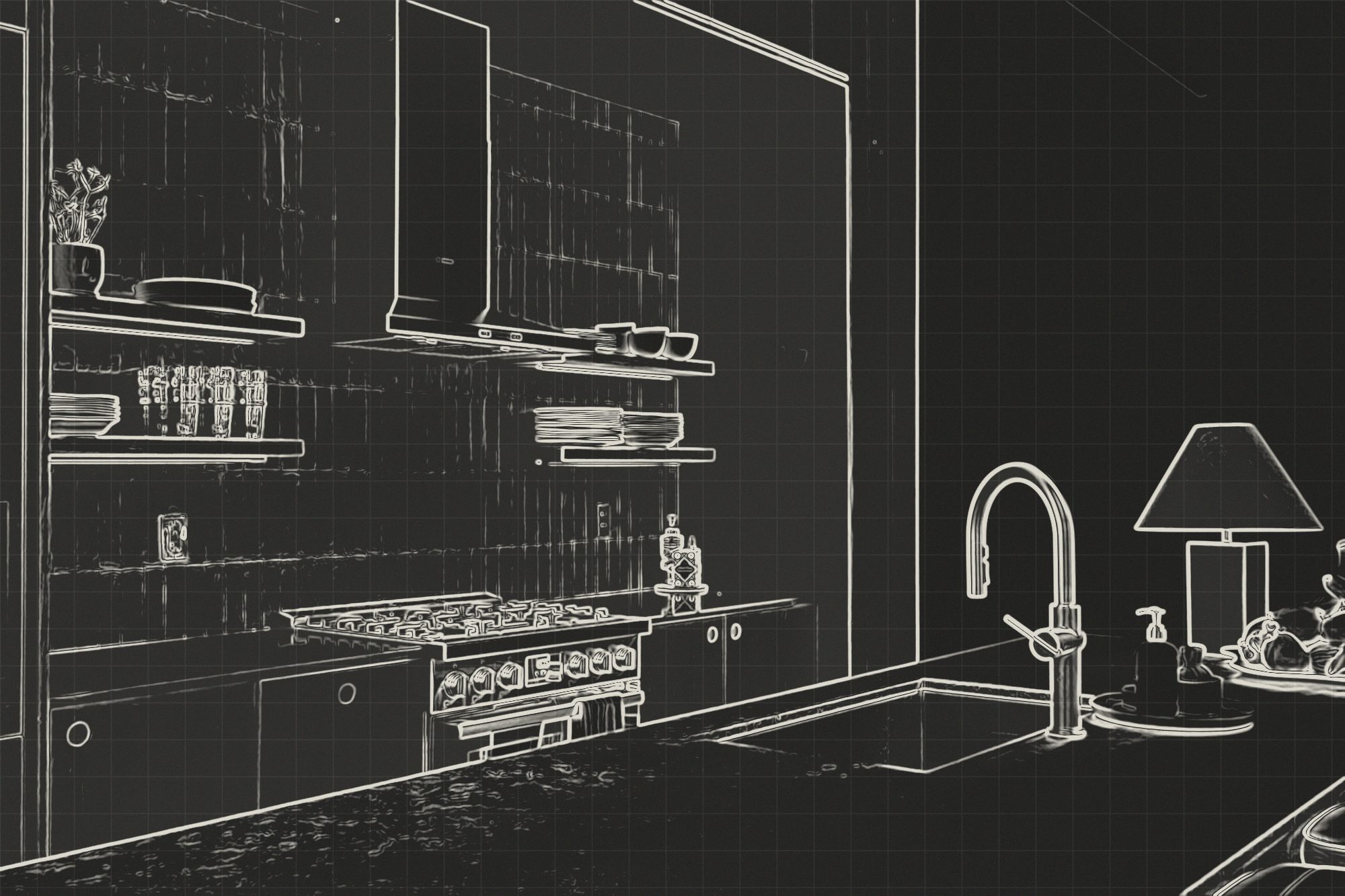The working drawing of the same kitchen